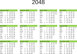 year 2048 calendar in english 22819483