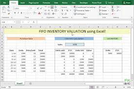 fifo inventory valuation in excel using