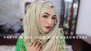 party hijab look with headwears with