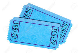Pair Of Blank Blue Movie Or Raffle Tickets Isolated On White Stock