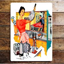 Pinup Girl Kitchen Cleaning Metal Wall