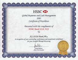 Hsbc Certificate Of Excellent
