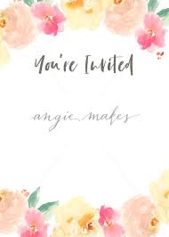Youre Invited Invitation Template With Watercolor Flowers