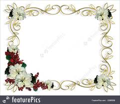 Templates Christmas Border White Poinsettia Gold Frame Stock