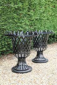 Black Lattice Garden Urn Planters