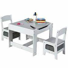 These days you can find kids wooden table and chairs in a variety of wood products like solid wood, engineered wood and particleboard. Kid Child Toddler Desk Table 2 Chairs Set Kids Art Craft Tables With Storage Ebay