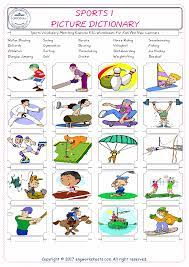 3º de primaria by englishinantigua. Sports English Worksheet For Kids Esl Printable Picture Dictionary Image Preview