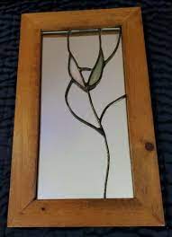 Vintage Stained Glass Wood Framed
