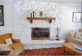 Painted Lava Rock Fireplace Living