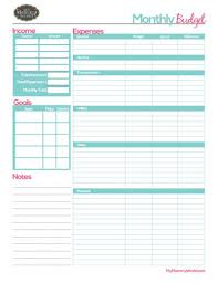 Free Printable Household Budget Form Getting Your Home Life In