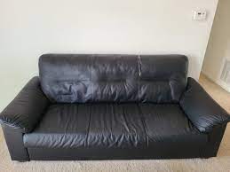Ikea Knislinge 3 Seater Black Sofa Faux