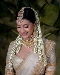 tamil south indian bridal look in white