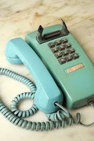 Turquoise Shabby Corded Wall Telephone