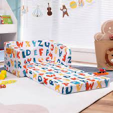gymax 2 in 1 kids convertible sofa