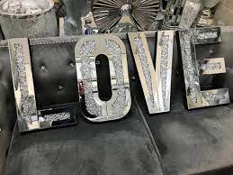 Silver Mirror Glass Love Letters Sign