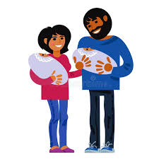 Família Pais Novos Felizes Com Gêmeos Recém-nascidos Pai Da Mãe E Dois  Bebês Conceito Do Nascimento Da Criança Vetor Ilustração do Vetor -  Ilustração de paternidade, sorriso: 124404704