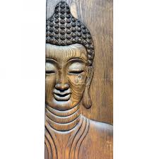 Wooden Buddha Head Statue Indoor Decor