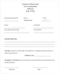 Printable Blank Bid Proposal Forms Quote Template Free Job Estimate