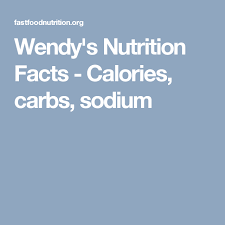 Wendys Nutrition Facts Calories Carbs Sodium Fast
