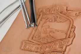 Tooling, stamping & carving leather. Tutorial Carving The Original Apple Logo Into Leather High On Glue