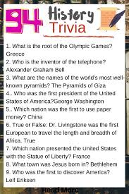 Take a break from the hard news of the day and enjoy a quiz on entertainment, sports, history and politics only from the washington times. 94 History Trivia Questions With Answers For Kids Adults Kids N Clicks