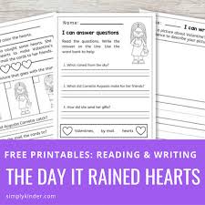 Stories include leveled stories, children's stories and fables. The Day It Rained Hearts Writing And Reading Activities Simply Kinder