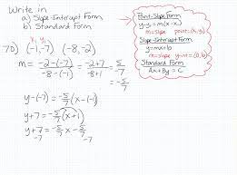 Slope Intercept Form