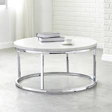 Crafted in india, this aluminum table features a large etched lotus emblem at the center of the round tabletop. Steve Silver Echo White Marble And Chrome Metal Round Cocktail Table Walmart Com Walmart Com