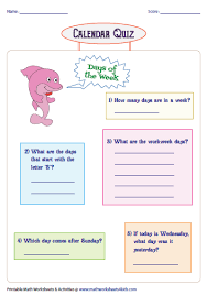 Days Months And Seasons Charts And Worksheets