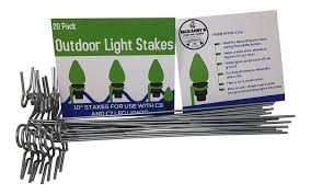 Nickannys Lawn Stakes For Christmas Yard Lights Heavy Duty Galvanized Steel Wire 10 Long 20 Per Pack For Sidewalk Or Driveway Decorating C9 Led