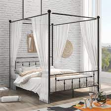 Metal Bed Frame Platform Canopy Bed