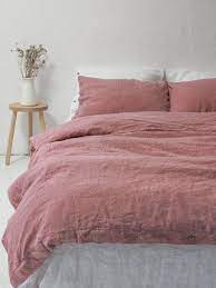 dusty pink linen duvet cover create