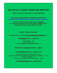 mla style a short guide for writers