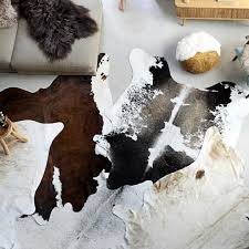 real cow hide rug black and white 150