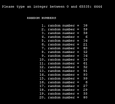 outputs 20 random numbers from 1 to 100