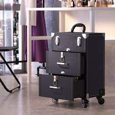 makeup train case trolley 3in1 drawers