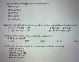formula for copper 11 sulfate chegg