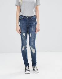 Cheap Monday Second Skin High Waisted Jeans Credit Dark Blue