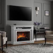 Grey Electric Fireplace On