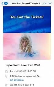 Details About Taylor Swift Lover Fest West 7 26 2020 2 Tickets Section 328 Row 9 Seats 5 6