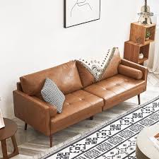 vonanda faux leather sofa couch mid
