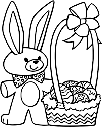 Coloriage Panier lapin de Pâques gratuit à imprimer