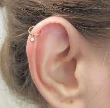Buy Diamond Helix Piercing Silver ,cartilage Hoop, CZ Dangle Helix Ring,  Gold Cartilage Earring, Dangle Diamond Helix Cartilage Online in India -  Etsy