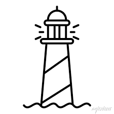 Striped Lighthouse Icon Outline