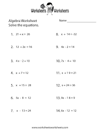 simple algebra worksheet free