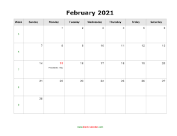 Subscribe to my free weekly newsletter — you'll be the first to know when i add new printable documents and templates to the freeprintable.net network of sites. February 2021 Blank Calendar Free Download Calendar Templates