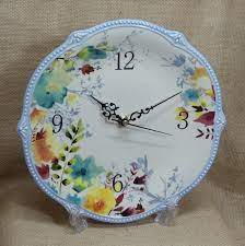 Kitchen Plate Clock Willow Stoneware