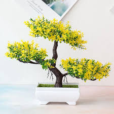 Yellow Artificial Plant Bonsai Small