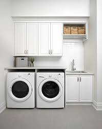 White Modern Laundry Room With Gray