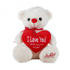 white love you teddy bear stuffed